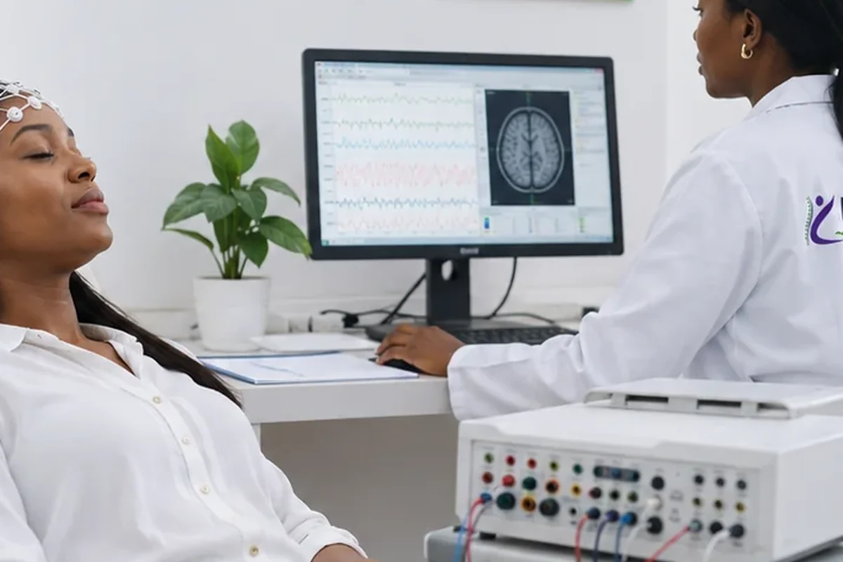 Patiente en consultation pour un examen neurologique